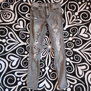 BLACK distressed acid wash stretchy ripped jeans punk emo y2k